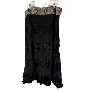 Vintage Y2K Black Embellished Burnout Broomstick Tiered Skirt Fairy